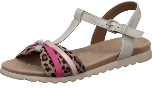 TOM TAILOR Mädchen Sandale in Leo Animal Print mit Riemen in Pink und Dornschließe für Sommer. Leo pink Gr. 40