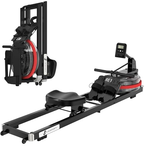 JASPORT RE1 Wasser-Rudergerät klappbar mit 14-L-Wassertank für Zuhause | Kinomap-kompatibel, LCD-Display, leises Doppel-Schienen-System, platzsparendes Design, bis 150 kg belastbar