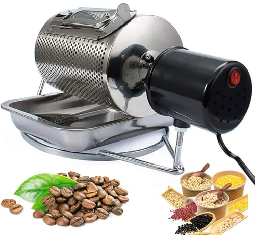 GYKOZY Tostadora de café eléctrica, Aparato de Acero Inoxidable para lotes pequeños con Ventana de visualización para Frutos Secos y Granos, máquina Ideal para tostar Granos de café.