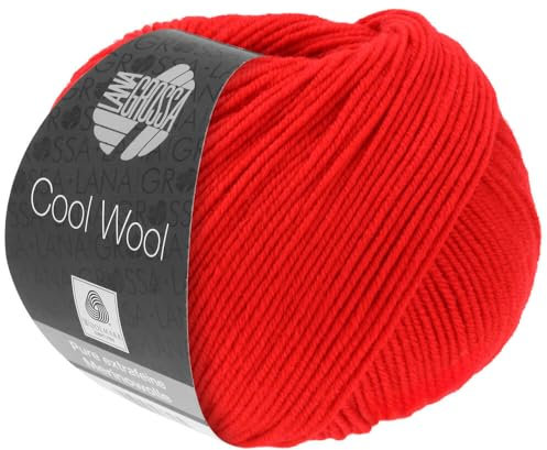 LANA GROSSA Cool Wool Uni | Extrafeine Merinowolle waschmaschinenfest und filzfrei | Handstrickgarn aus 100% Schurwolle (Merino extrafein) | 50g Wolle zum Stricken & Häkeln | 160m Garn FB 417