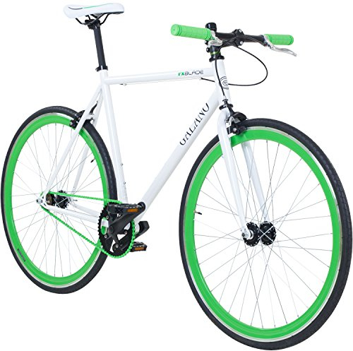 Galano 700C 28 Zoll Fixie Singlespeed Bike Blade 5 Farben zur Auswahl, Rahmengrösse:53 cm, Farbe:Weiss/grün
