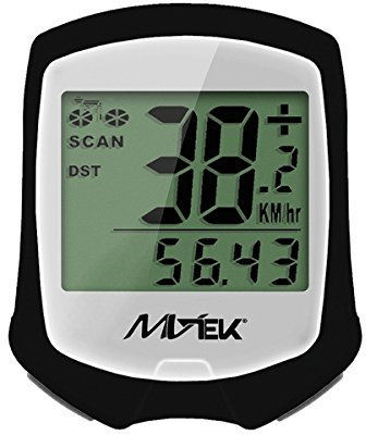 MV-TEK Ciclocomputer con filo Lampo 9 funzioni nero bianco Bike computer with cable 9 functions black white