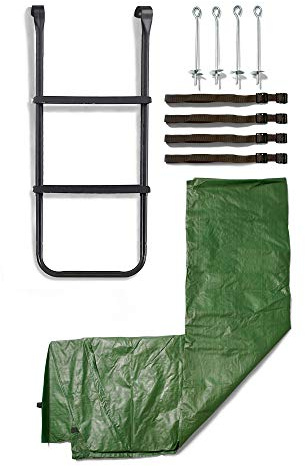 Plum 29124, 14 Foot Trampoline Accessory Pack - Cover, Ladder and Anchoring Kit, Green-Black