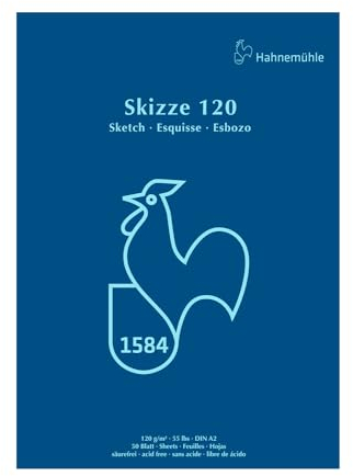 Hahnemühle Skizzenblock 120, kopfgeleimt, DIN A2, 120g/m², 50 Blatt