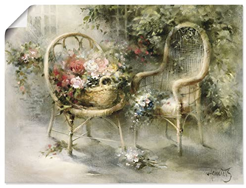 ARTLAND Wanddeko Poster & Kunstdrucke Wandposter Landschaften Garten Malerei Creme Sommer K7AN
