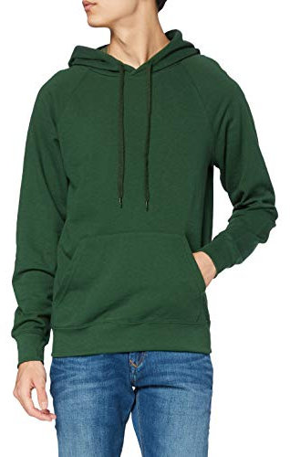 Fruit of the Loom Men's Pull-over Lightweight Hooded Sweat, Bottle Green, Small