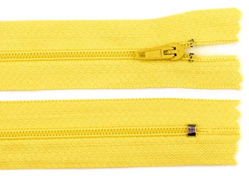 Schnoschi 2 Stück 18 cm Langer Spiralreißverschluss, Nicht teilbar, gelb, 3mm Laufschiene Reißverschluss