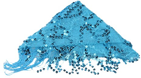 Fenteer Hüftgürtel Bauchtanz Hüfttuch Tanztücher Pailletten Gürtel Belly Dance Scarf Tuch Chiffon Schal, Blau