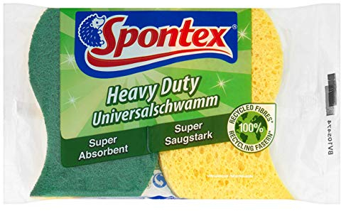 Spontex Heavy Duty Super Absorbent Sponge Scourers, Pack of 2