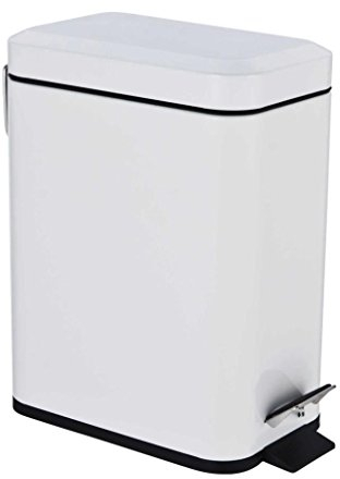 HOMION 5L SLIM WHITE PEDAL BIN RECTANGULAR REMOVABLE BUCKET EASY TO CLEAN