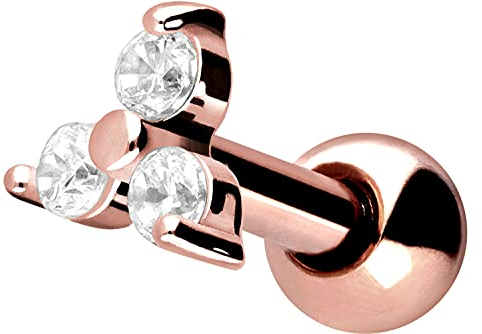PIERCINGLINE Ohrpiercing Chirurgenstahl Kristallblume Piercing Ohr-Stecker Helix Tragus Roségoldfarben