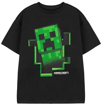 Minecraft T-Shirt for Boys | Kids Creeper Inside Gamer Gifts Merchandise | Childrens Short Sleeve Black Top 14-15 Years