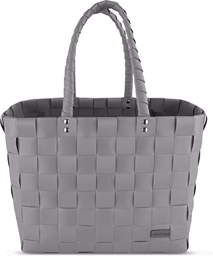 normani Einkaufskorb Shopper geflochten aus Kunststoff - robuster Strandkorb aus wasserabweisendem Material Farbe Classic/Brown