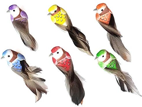 ToSSme 6 STÜCKE Sehr Nette Künstliche Schaum Feder Vögel DIY Christbaumschmuck, Handwerk Ornament Hausgarten Decor