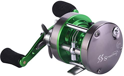 Sougayilang Runde Baitcast-Rolle, konventionelle Rolle verstärkter Metallkörper, Anti-Reverse-Angelrollen für Wels, Lachs/Stahlkopf, Striper Barsch, Thunfisch und Küsten-Salzwasser Angeln