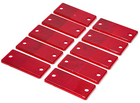 TAEUYYM 10 x Anhänger Rechteckig Rot Katzenauge Reflektor, Anhänger Rechteckig Rückstrahler Katzenauge Reflektor, Schraube Befestigung Katzenauge Reflektor, Für Anhänger Wohnwagen LKW Traktor(Rot)