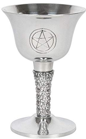 Enchanting Silver Metal Pentagram Chalice -13cm x 9cm (1 Pc.) - Mystical Design, High Quality Material - Great Home Decor Accent