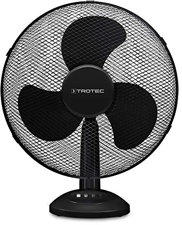 TROTEC Tischventilator TVE 18 – 50 Watt, oszillierend 90°, 3 Stufen, Ø 40 cm, sehr leise, schwarz