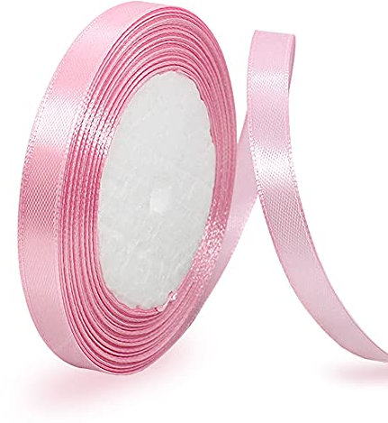 Ruban de satin rose 10 mm x 22 m - Pour décoration de cadeau de mariage, de baptême et d'anniversaire