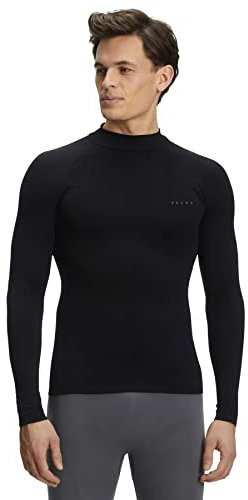 FALKE Herren Baselayer-Shirt Warm High Neck M L/S SH Funktionsgarn schnelltrocknend 1 Stück, Schwarz (Black 3000), S