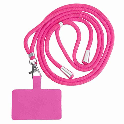 MNSYD Tour de Cou Telephone Universelle Cordon Telephone Portable Longueur Réglable Cordon Collier Compatibles avec Plupart des Smartphones pour Cou et Poignet Laniere avec Patch,Rose Rouge