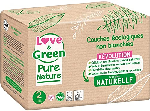 Love And Green Windeln, Größe 2, 3-6 kg, natürlich, hypoallergen