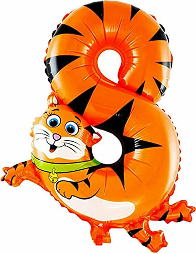 Folienballons * Wilde Tiere * in Zahl 0 bis 9 als Deko für Geburtstag und Party | 44-55cm groß | Kinder Zahlen Kindergeburtstag Partydeko Folienballon Hund Affe Tiger Safari, Edition: 8. Geburtstag