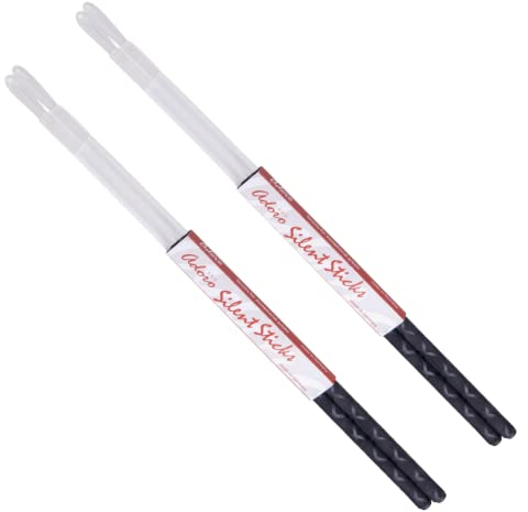 Adoro Silent Sticks SSX Lot de 2 baguettes de batterie silencieuses pour musique acoustique avec son plein (pas de bouclier ou de batterie plus)