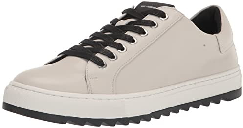 Karl Lagerfeld Paris Herren Recycled Leather Low Top Sneaker, Cement, 45.5 EU