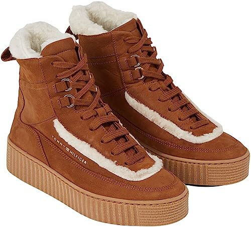 Tommy Hilfiger Essential Lace UP WARMBOOTIE FW0FW07503, Stivale Basso Donna, Marrone (Natural Cognac), 39 EU