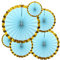 Yosawo 6 Stück hängende Papierfächer Papier Fächer Dekoration für Geburtstag Hochzeit Baby Dusche Parteien Home Decorations（Blaue Goldspitze）