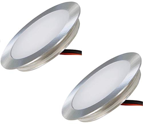 ETT Distribution GmbH 12V LED Bodenleuchten Ultra flach 2 x 0.5W Wandeinbaustrahler Tom 3000K Rund IP67 Bodeneinbauspots Trittfest Begehbar Lochausschnitt: 46mm