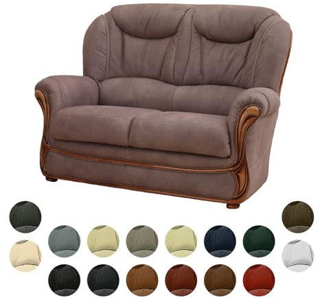 MyVorrei 2-Sitzer-Sofa aus echtem Leder, hergestellt in Italien, 135 x 95 cm, Höhe 102 cm, in 16 Farben erhältlich