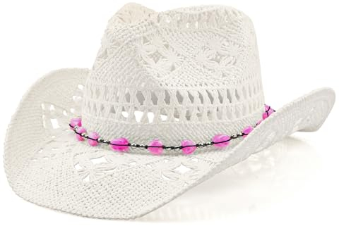 Cowboyhut, Damen Herren Erwachsene Gewebt Stroh Western Cowboy Hut Cowgirl Hat Wild Classic Cowboy Strohhut für Männer Musikfestival Party Strand Dress Up