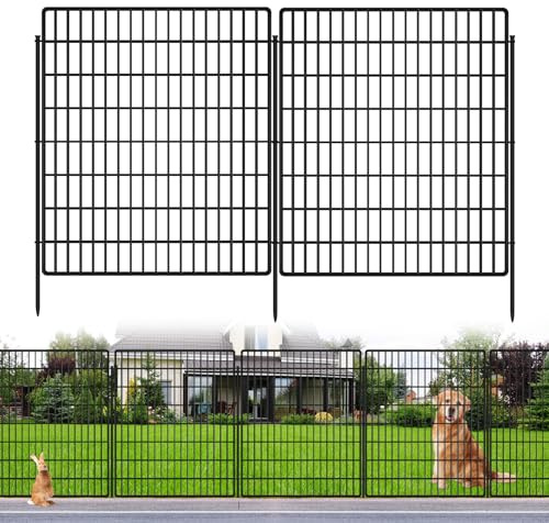 Lot de 10 panneaux de clôture de jardin pour animaux - 83,8 cm (H) x 7,3 m (L) - Clôture extérieure pour chien - Antirouille - Pas de creusement - Grande clôture de jardin décorative en fil métallique