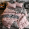 AShanlan Bettwäsche Set 135x200 cm Rosa Grau Kariert Landhaus Bettbezug Karomuster Altrosa Grau Wende Bettdeckenbezug Reißverschluss mit Kissenbezug 40x80 cm
