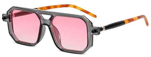 Dollger Occhiali da sole Trendy per donne Uomini Piazza 70s Retro Occhiali da sole Vintage 90s Frame, Rosa