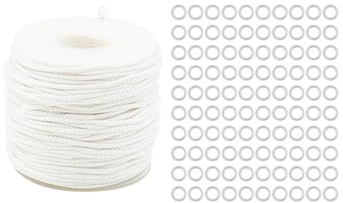 Hsthe Sea 100PCS Clear Blind Roman Ring And 50m 1.8 Mm White Braided Lift Shade Cord For DIY Roman Curtains Blind Shade