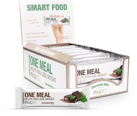 NUPO One Meal Bar - Chocolate-Mint (15 x 60g) I Leckerer High Protein Riegel zum Abnehmen | Mahlzeitenersatz Protein Bar Low Sugar I Kalorienarme Snacks mit Nährstoffen Vitaminen und Mineralien