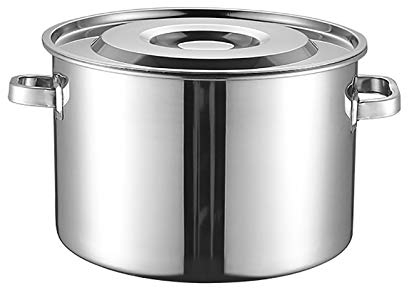 Olla para estofado con tapa Olla grande y profunda de acero inoxidable para inducción, cacerola para cocinar, diámetro 30 cm, altura 20 cm (14 litros) (color: plata, tamaño: 45 cm x 26 cm (4