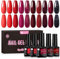 UR SUGAR Red Gel Nail Polish Set,10 Colors Valentine's Burgundy Glitter Shimmer Nail Polish,Dark Red Polish Set Home Salon DIY Art Manicure Kit Gifts for Women