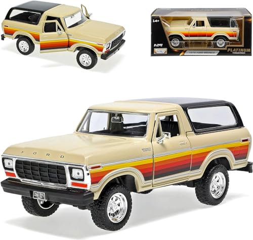 Motor Max Ford Bronco Beige 2. Generation 1978-1979 1/24 Modell Auto mit individuellem Wunschkennzeichen