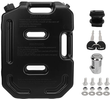Brilluxa Tanica di stoccaggio carburante da 10 litri, antiurto, tanica di riserva per benzina, olio, gas, per moto, fuoristrada, SUV, ATV, contenitore universale per benzina (with Bracket)