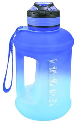 Goodatech Bouteille d'eau de sport, étanche, sans BPA, avec marqueur de temps, réutilisable pour l'athlétisme, le cyclisme, la gym, le bureau, les voyages en plein air (dégradé bleu)