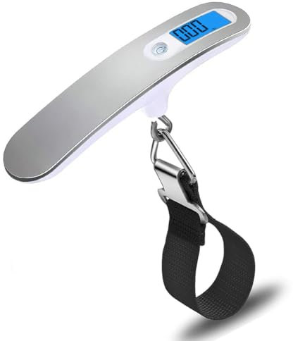 HANWELL 50kg/110lb Digital Luggage Scale with 4 Units, Electronic Travel Hanging Scales with Backlit LCD Display/Tare/Data Hold Function - Portable for Handheld Suitcase