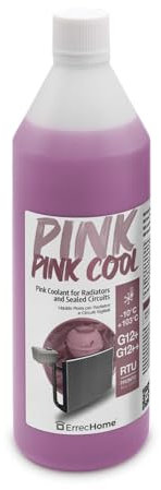 ErrecHome Pink Cool, Liquido Radiatore Rosa -10°C/+103°C, antigelo G12+, G12++ con pacchetto inibitore Si-OAT 100% silanizzato, Pronto all’uso, 1 Litro