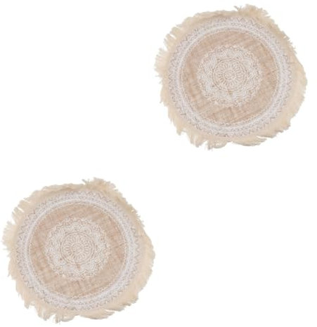Amosfun 2 Pièces napperon Dessous de Verre Rustique Toile de Jute Cool Dessous de Verre trépieds Cuisine Accessoires Set de Table -Isolant Tapis de Vaisselle Domestique Lin en Coton