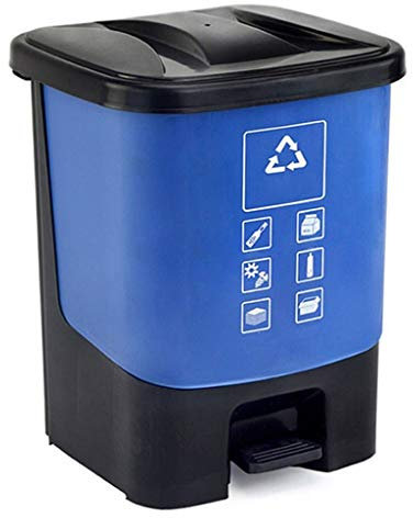 HPTHLY Mülleimer Mülleimer Mit Pedal, Mit Deckel, Müllsortierbox Für Den Haushalt Im Freien, 20 L Mülleimer,Bigblue-Tasse