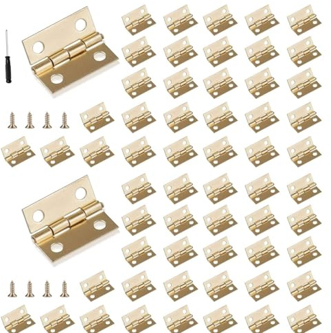 40Pcs Antique Small Hinges Brass Piano Hinges Decorative for Small Wooden Toy Box Chest Doll House 15 * 17 * 0.6 mm(Gold)