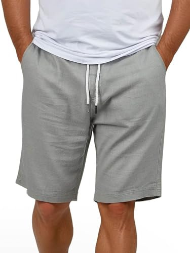 riverso Leinen Shorts Herren Sommer Regular Fit RIVOliver Kurze Hosen | Bermuda Knielang Einfarbig Weiß Blau Navy Beige Schwarz Grün S M L XL XXL 3XL 4XL 5XL